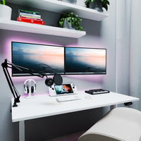 AMZ Electric Height Adjustable Standing Desk 120x60cm Sit Stand Desk Top for Home Office (White Frame + White Desktop)