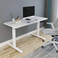AMZ Electric Height Adjustable Standing Desk 120x60cm Sit Stand Desk Top for Home Office (White Frame + White Desktop)