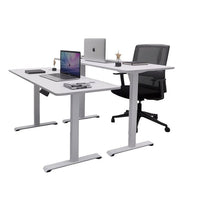 AMZ Electric Height Adjustable Standing Desk 120x60cm Sit Stand Desk Top for Home Office (White Frame + White Desktop)