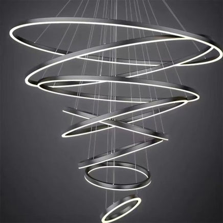BAMDECOR A18815 Nordic Home Decor Dining Room Pendant lamp lights Ceiling Lamp Hanging Light Chandelier Lamps (8 Rings-Black)