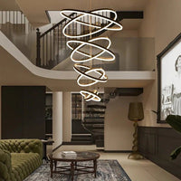 BAMDECOR A18815 Nordic Home Decor Dining Room Pendant lamp lights Ceiling Lamp Hanging Light Chandelier Lamps (8 Rings-Black)