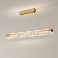 BAMDECOR A122 Nordic Long Dual Linear Dimmable Acrylic Kitchen Dining Table Pendant Light Minimalist Modern Lighting (Gold)