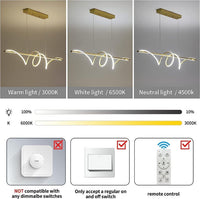 BAMDECOR A202 Modern LED Linear Pendant Lights with Dimmable LED  (160cm/180cm-Gold) 1.5 Meters