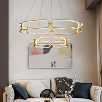 BAMDECOR A209 Colette Ceiling Chandelier Led Modern Circular Art Aluminum Light Fixture for Living Room Bedroom Indoor Dec...