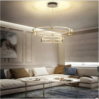 BAMDECOR A209 Colette Ceiling Chandelier Led Modern Circular Art Aluminum Light Fixture for Living Room Bedroom Indoor Dec...