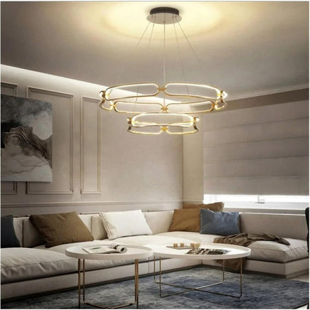 BAMDECOR A209 Colette Ceiling Chandelier Led Modern Circular Art Aluminum Light Fixture for Living Room Bedroom Indoor Dec...