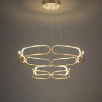 BAMDECOR A209 Colette Ceiling Chandelier Led Modern Circular Art Aluminum Light Fixture for Living Room Bedroom Indoor Dec...