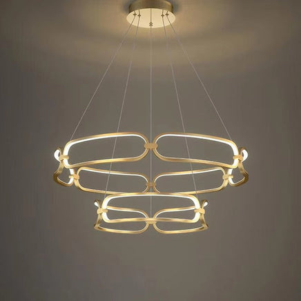 BAMDECOR A209 Colette Ceiling Chandelier Led Modern Circular Art Aluminum Light Fixture for Living Room Bedroom Indoor Dec...