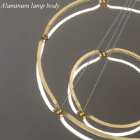 BAMDECOR A209 Colette Ceiling Chandelier Led Modern Circular Art Aluminum Light Fixture for Living Room Bedroom Indoor Dec...