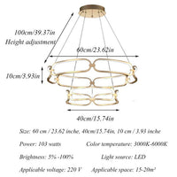 BAMDECOR A209 Colette Ceiling Chandelier Led Modern Circular Art Aluminum Light Fixture for Living Room Bedroom Indoor Dec...