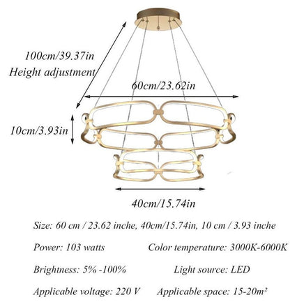 BAMDECOR A209 Colette Ceiling Chandelier Led Modern Circular Art Aluminum Light Fixture for Living Room Bedroom Indoor Dec...