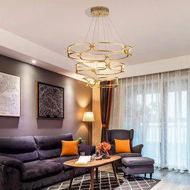 BAMDECOR A209 Colette Ceiling Chandelier Led Modern Circular Art Aluminum Light Fixture for Living Room Bedroom Indoor Dec...