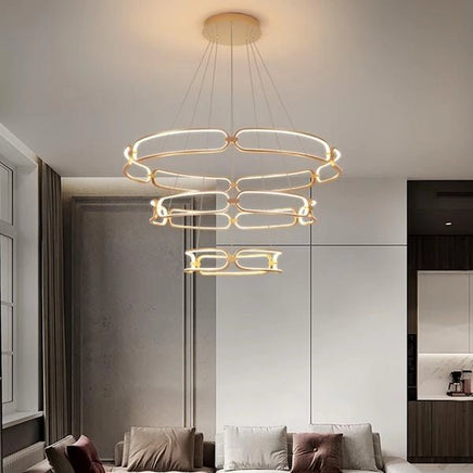 BAMDECOR A209 Colette Ceiling Chandelier Led Modern Circular Art Aluminum Light Fixture for Living Room Bedroom Indoor Dec...