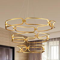 BAMDECOR A209 Colette Ceiling Chandelier Led Modern Circular Art Aluminum Light Fixture for Living Room Bedroom Indoor Dec...