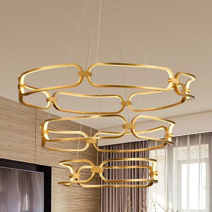 BAMDECOR A209 Colette Ceiling Chandelier Led Modern Circular Art Aluminum Light Fixture for Living Room Bedroom Indoor Dec...