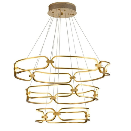 BAMDECOR A209 Colette Ceiling Chandelier Led Modern Circular Art Aluminum Light Fixture for Living Room Bedroom Indoor Dec...