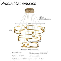 BAMDECOR A209 Colette Ceiling Chandelier Led Modern Circular Art Aluminum Light Fixture for Living Room Bedroom Indoor Dec...