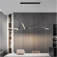 BAMDECOR A210 Modern LED Linear Pendant Lights with Dimmable LED and Adjustable Hanging Length 120cm -Black