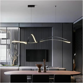 BAMDECOR A210 Modern LED Linear Pendant Lights with Dimmable LED and Adjustable Hanging Length 180cm -Black
