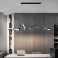 BAMDECOR A210 Modern LED Linear Pendant Lights with Dimmable LED and Adjustable Hanging Length 180cm -Black