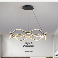 BAMDECOR A212/1 Black Modern Wavy Art Aluminum Light Fixture for Living Room Bedroom Indoor Decor