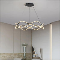 BAMDECOR A212/1 Black Modern Wavy Art Aluminum Light Fixture for Living Room Bedroom Indoor Decor