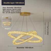 BAMDECOR C3313/2 Modern Crystal Chandeliers Lighting Fixtures Contemporary Round Chandelier Lighting Fixtures Crystal Pendant Ceiling Lights(Gold)