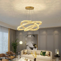 BAMDECOR C3313/3 Modern Crystal Chandeliers Lighting Fixtures Contemporary Round Chandelier Lighting Fixtures Crystal Pendant Ceiling Lights(Gold)