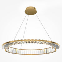 BAMDECOR C3318/1 Modern Crystal Chandeliers Lighting Fixtures Contemporary Round Chandelier Lighting Fixtures Crystal Pendant Ceiling Lights(Gold)