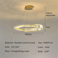 BAMDECOR C3318/1 Modern Crystal Chandeliers Lighting Fixtures Contemporary Round Chandelier Lighting Fixtures Crystal Pendant Ceiling Lights(Gold)