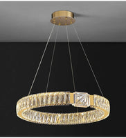 BAMDECOR C3319 Modern Crystal Chandeliers Lighting Fixtures Contemporary Round Chandelier Lighting Fixtures Crystal Pendant Ceiling Lights(Gold-80cm)