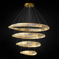 BAMDECOR C3342/4 Modern Crystal Chandeliers Lighting Fixtures Contemporary Wave Chandelier Lighting Fixtures Crystal Pendant Ceiling Lights for Living Room (Gold)