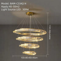BAMDECOR C3342/4 Modern Crystal Chandeliers Lighting Fixtures Contemporary Wave Chandelier Lighting Fixtures Crystal Pendant Ceiling Lights for Living Room (Gold)