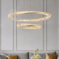 BAMDECOR C3342/2 Modern Crystal Chandeliers Lighting Fixtures Contemporary Wave Chandelier Lighting Fixtures Crystal Pendant Ceiling Lights for Living Room (Gold)