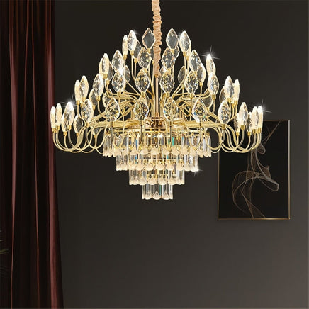 BAMDECOR C3347 Modern Luxury Crystal-leaf Chandelier LED Fashion Creativity Pendant Ceiling Lights(60cm-Gold)