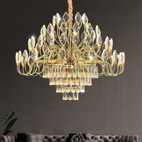 BAMDECOR C3347 Modern Luxury Crystal-leaf Chandelier LED Fashion Creativity Pendant Ceiling Lights(60cm-Gold)