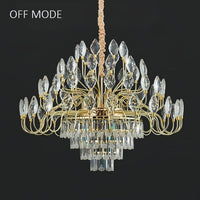 BAMDECOR C3347 Modern Luxury Crystal-leaf Chandelier LED Fashion Creativity Pendant Ceiling Lights(80cm-Gold)