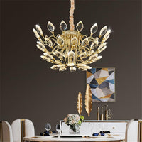 BAMDECOR C3348 Modern Luxury Crystal-leaf Chandelier LED Fashion Creativity Pendant Ceiling Lights(80cm-Gold)