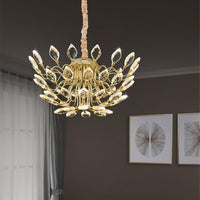 BAMDECOR C3348 Modern Luxury Crystal-leaf Chandelier LED Fashion Creativity Pendant Ceiling Lights(80cm-Gold)