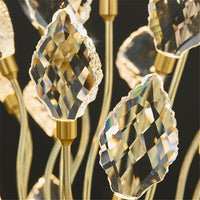 BAMDECOR C3349/1 Modern Luxury Crystal-leaf Chandelier LED Fashion Creativity Pendant Ceiling Lights(60cm-Gold)