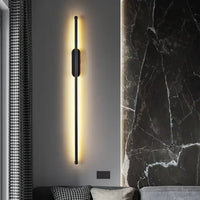 BAMDECOR Modern Minimalist Wall Light Long Tube LED Black Bedside Sconces Wall Lights with with Acrylic Shade, Wall Mounted Deco Lamp for Living Room Bedroom Bracket Light