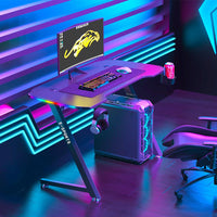 140cm New Arrive Computer Table Z Shaped Gaming Desk With RGB Led Lights Gaming Tables