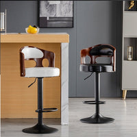 Bar Stools Kitchen Bar Stool Leather Barstools Swivel Gas Lift Counter Chairs- White