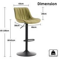 AVO Green Modern Height Adjustable Swivel Bar Stools Upholstered Leather Barstool Kitchen Island Chairs with Metal Frame (Set of 2)
