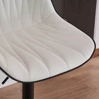 White Modern Height Adjustable Swivel Bar Stools Upholstered Leather Barstool Kitchen Island Chairs with Metal Frame (Set of 2)