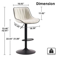 White Modern Height Adjustable Swivel Bar Stools Upholstered Leather Barstool Kitchen Island Chairs with Metal Frame (Set of 2)