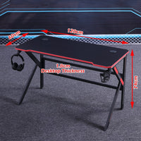 Gaming Desk Desktop PC Computer Desks Desktop Racing Table Office Laptop Home K-Shaped Legs Black 120cm