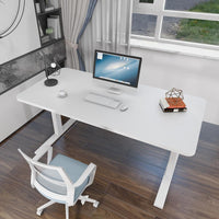 160cm Standing Desk Height Adjustable Sit Stand Motorised Black Dual Motors Frame White Top