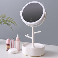 Ecoco Smart LED Light Cosmetic Makeup Mirror USB Touch Screen Home Desk Vanity 360° Pink