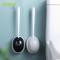 Ecoco Silicone Water Drop Toilet Brush Holder Set Wall-Mounted Cleaning Brush Tool Black